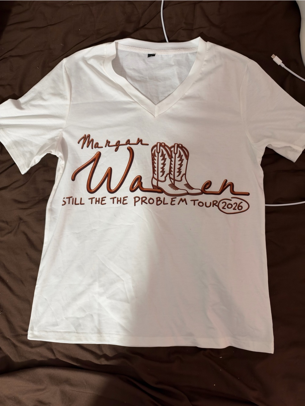 White Graphic v neck T-Shirt